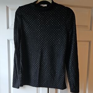 LOFT Black Top with Gold Detailing